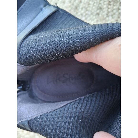 LifeStride Soft System "Dreamy" Black Ribbed Knit Ankle Boots Booties Size 9.5 - Picture 12 of 15